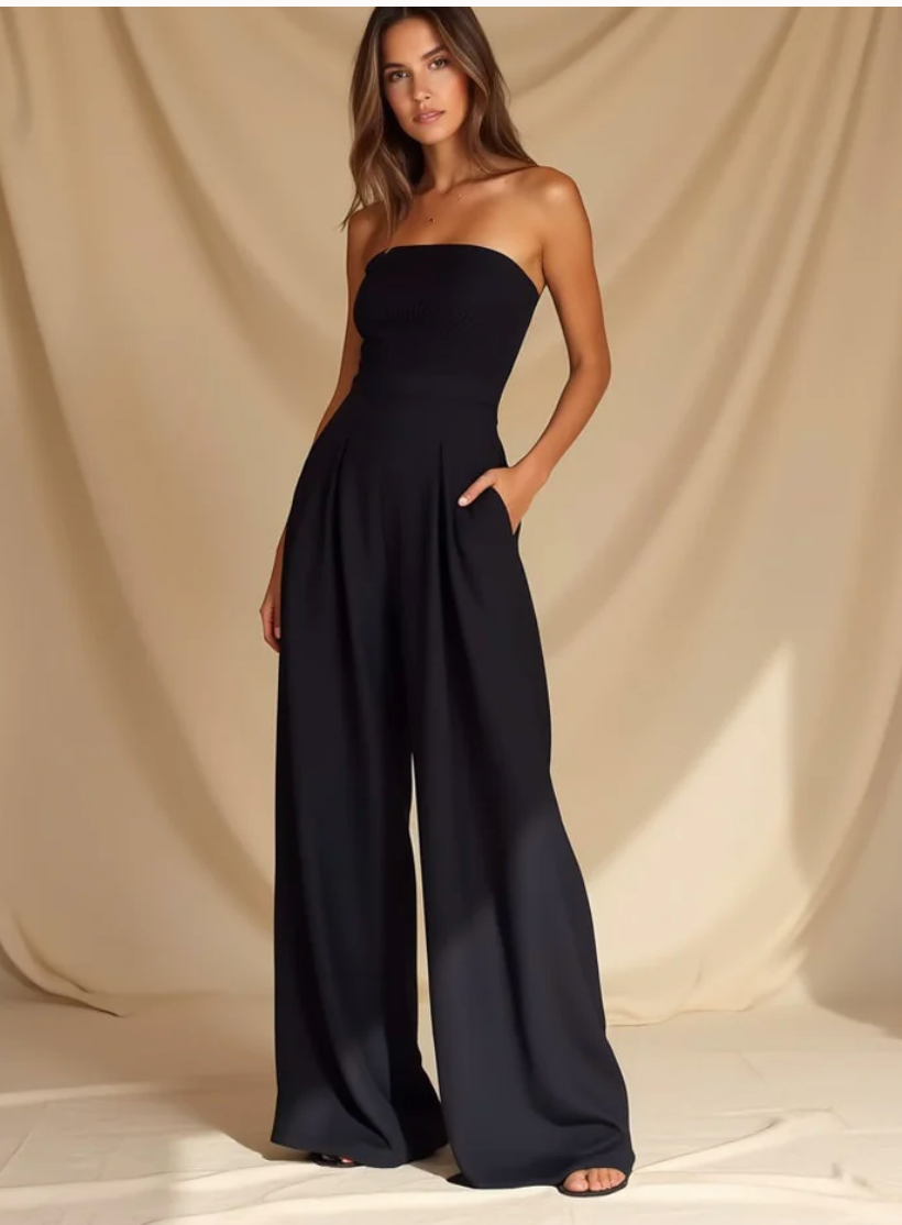 MILENA | Elegancki Kombinezon Bez Ramiączek