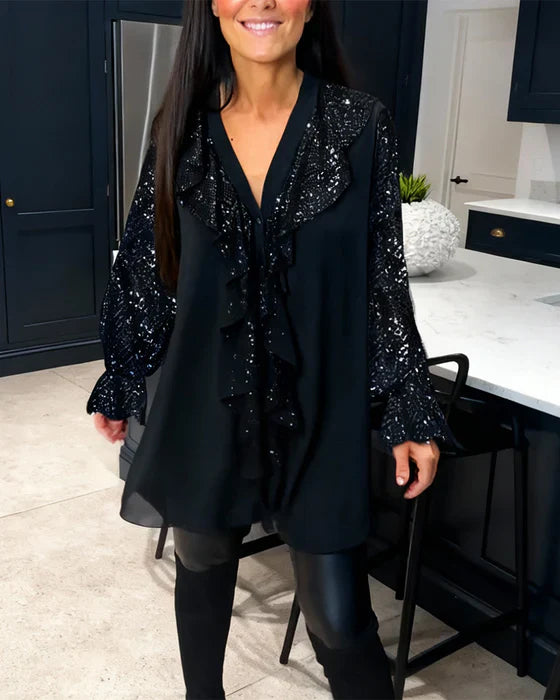 Bluzka Valentina – Elegancka bluzka szyfonowa z połyskującymi detalami